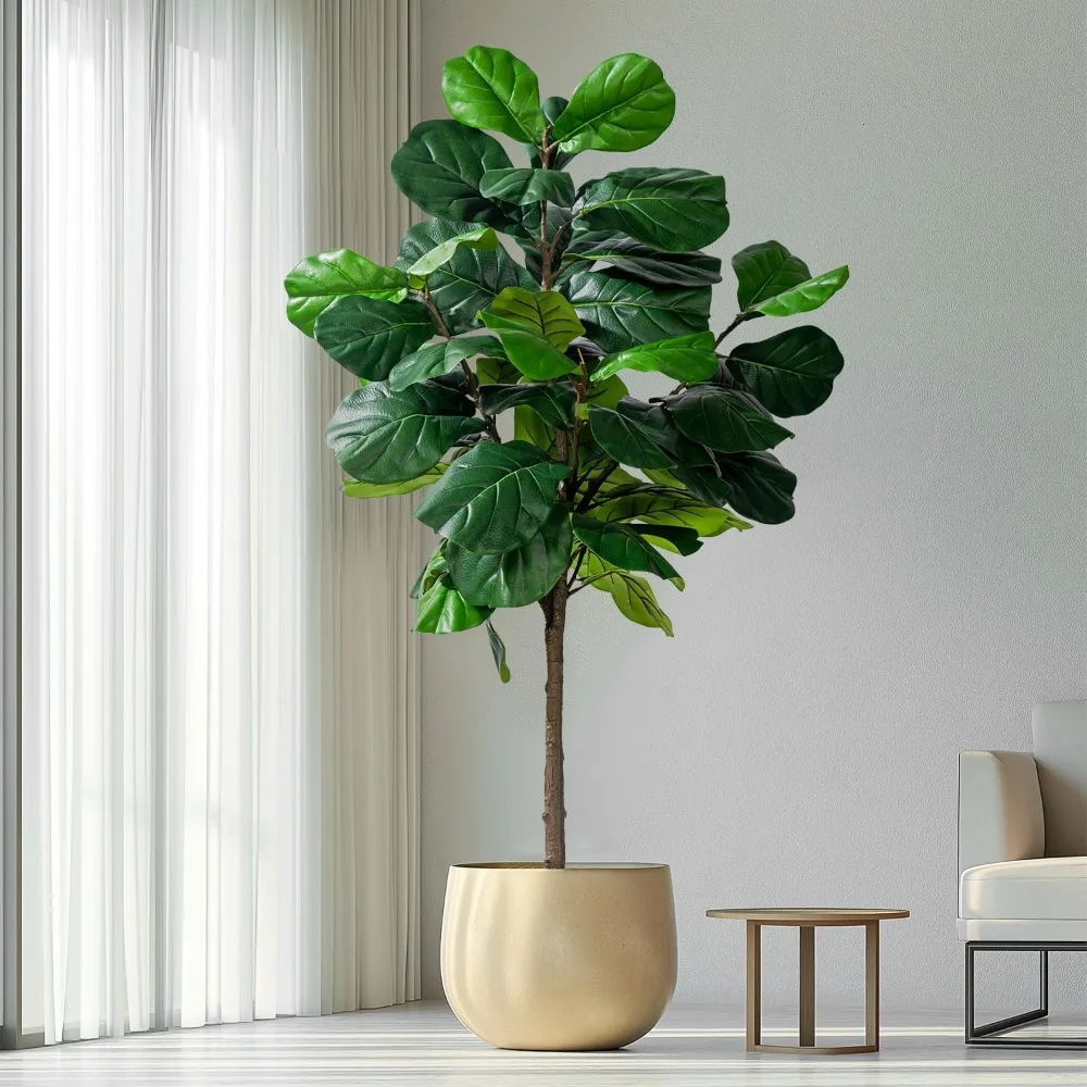 Folha de violino artificial alta de 6 pés Árvore Ficus Lyrata com pote para decoração de casa