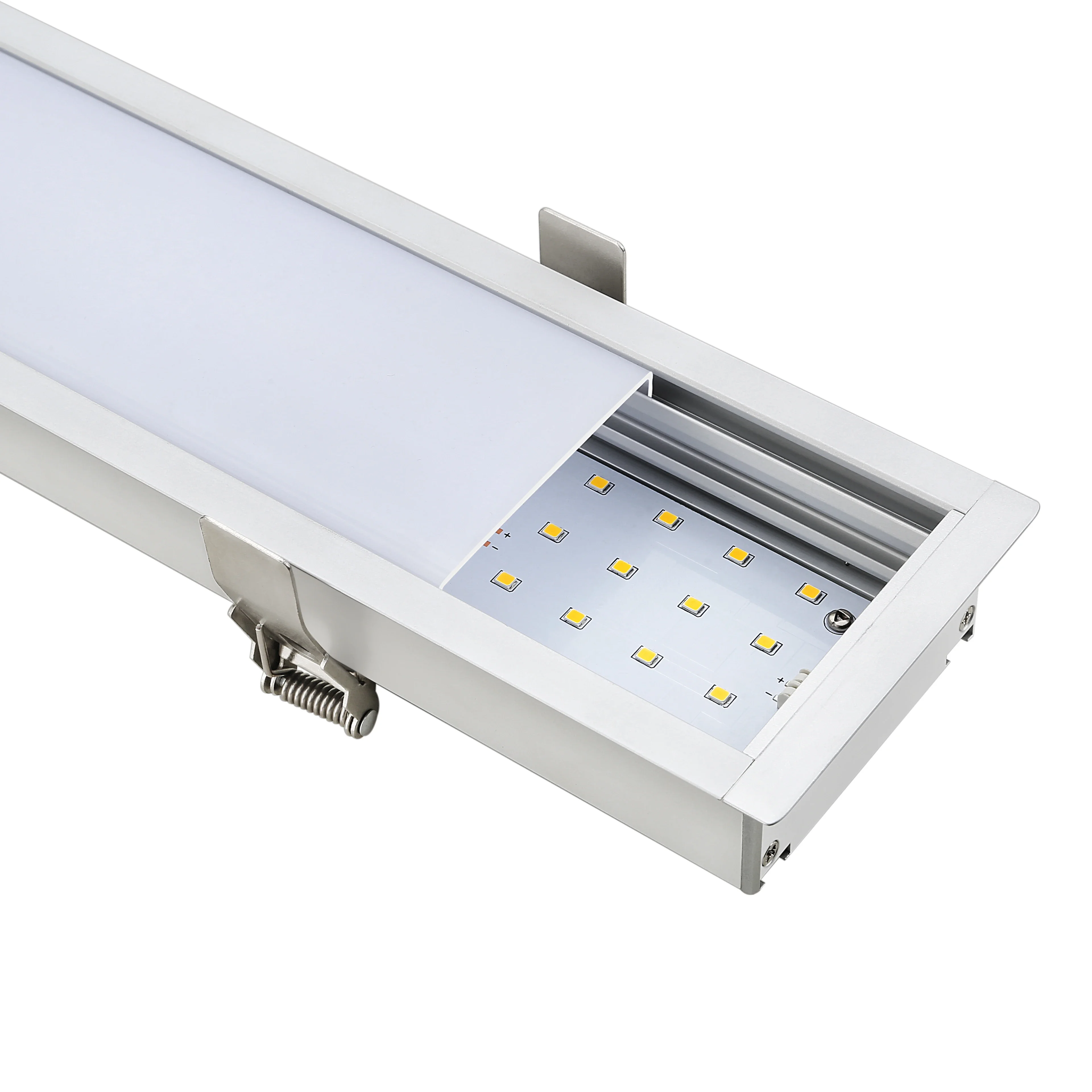 8ft 2400mm 80W LED Linear Line Light Seamless and Linkable Ceiling Mounted Recessed for Office with IP44 Rated Aluminum Alloy