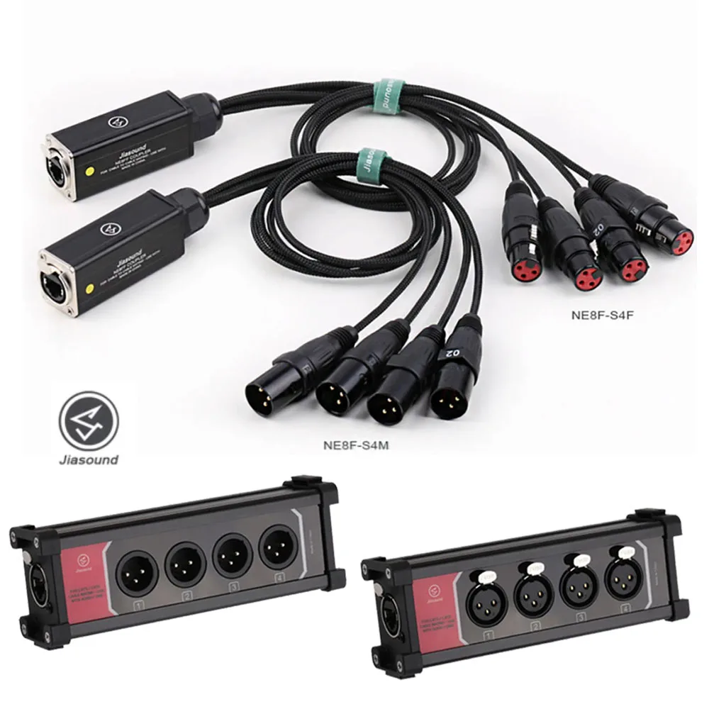 4 Channel 3 Pin Multi Network XLR Cable for Stage Sound Lighting and Recording Studio Male and Female To RJ45 Ethercon NE8F-4M