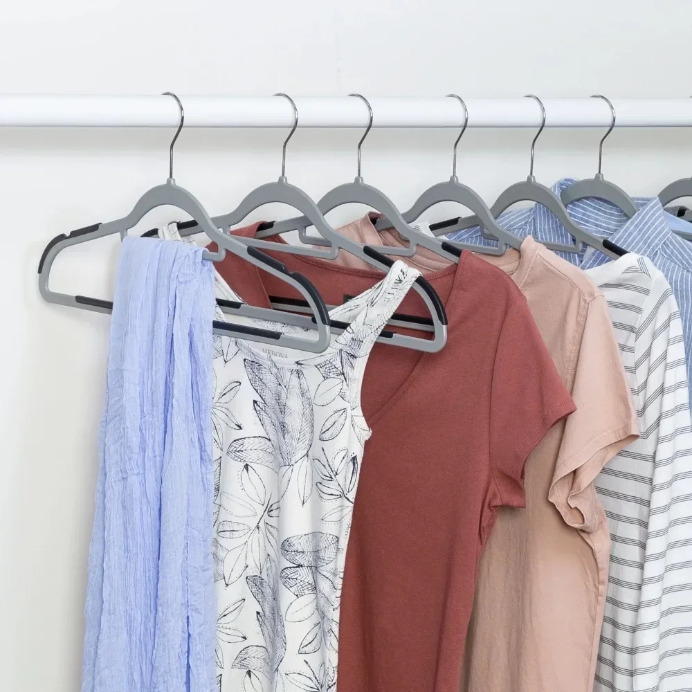 

Plastic No-Slip Rubber Grip Suit Hangers, Gray, 50-Pack
