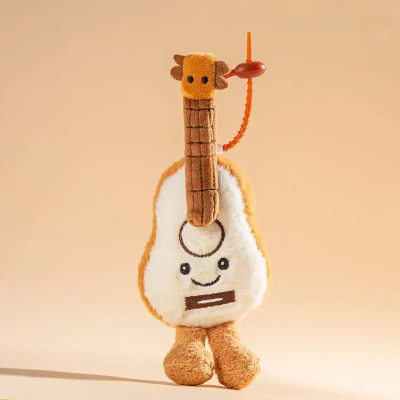 15cm Creative Musical Instrument Food Sports Series Backpack Pendant Keychain Filled Plush Toy Doll Cartoon Anime Gift Doll
