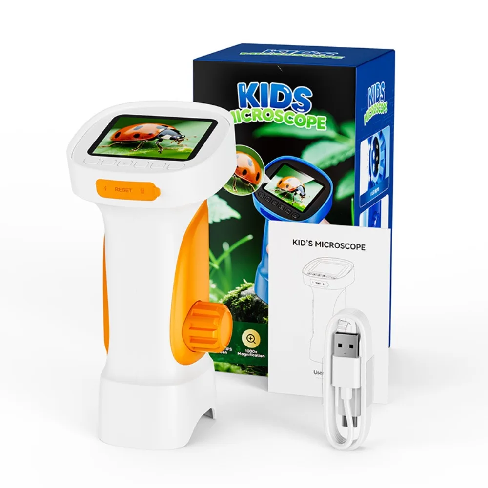 

With 2.4" IPS Screen Digital Microscope 1000x Zoom 8 LED Digital Magnifier 2 Megapixels Handheld Electron Scientific Microscope