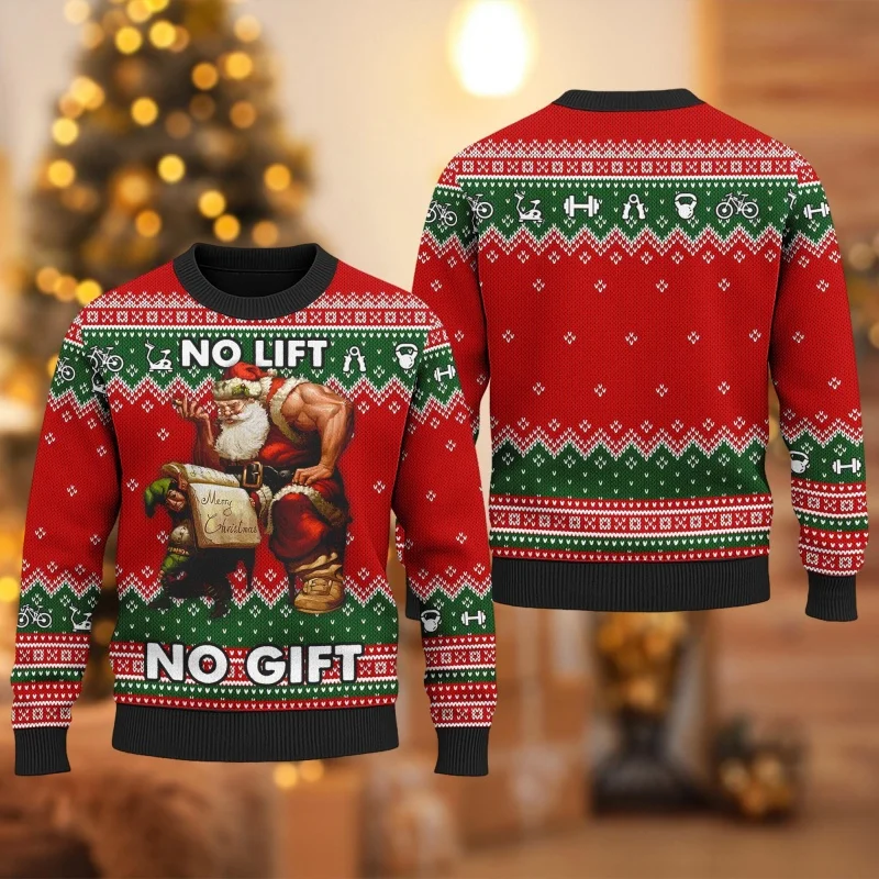 

Jesus Santa Pattern Hoodie For Men Women No Lift No Gift 3D Printed Pullover Autumn Long Sleeve O-Neck Hoodies Loose Sweatshirts