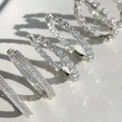Luxury Gold Silver Plated Iced Out Bling 5A Cubic Zirconia CZ Huggie Hoop Earring Sparking Fashion Women Jewelry