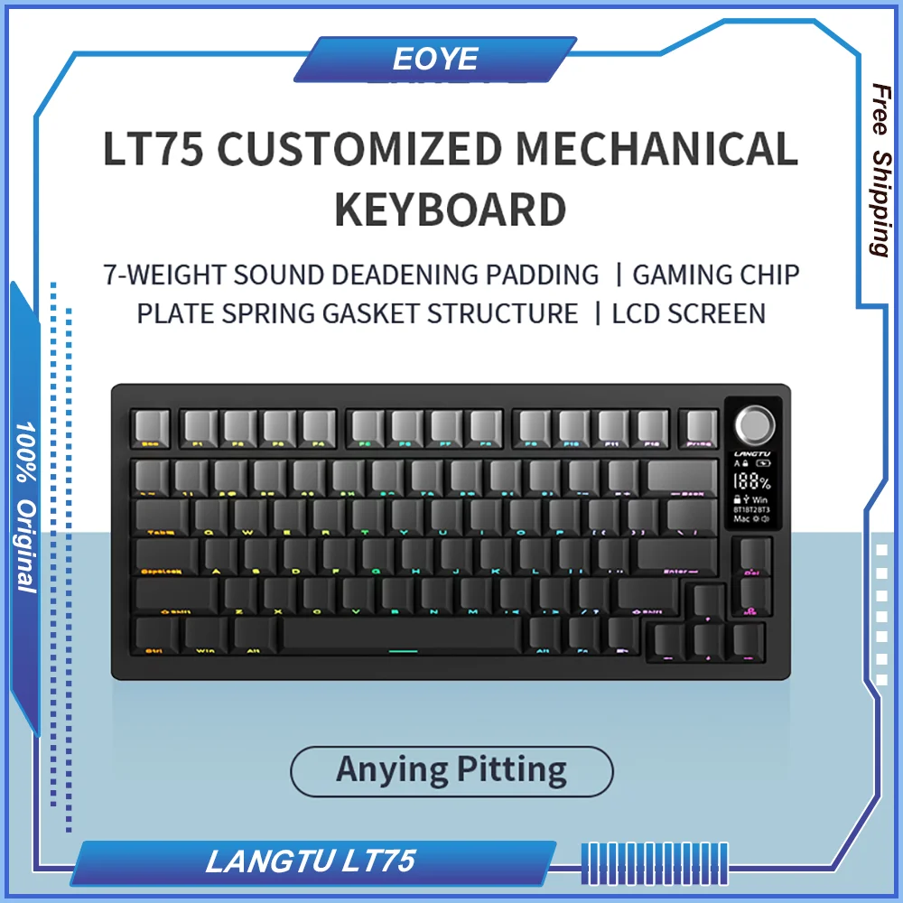 

LANGTU LT75 Customized Mechanical Keyboard 75% Layout Wireless Hot Plug Dial Gasket Structure Tri-Mode Bluetooth Gaming Office