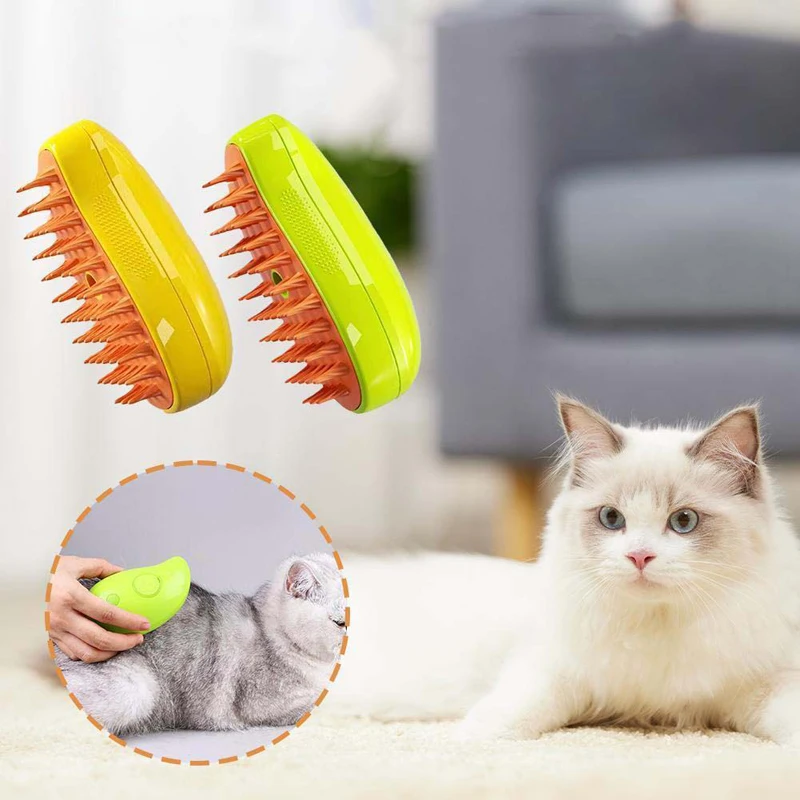 3 In 1 Pet Steam Spray Brush Massage Comb Removes Tangles Loose Hair Cat Dog Grooming Tool