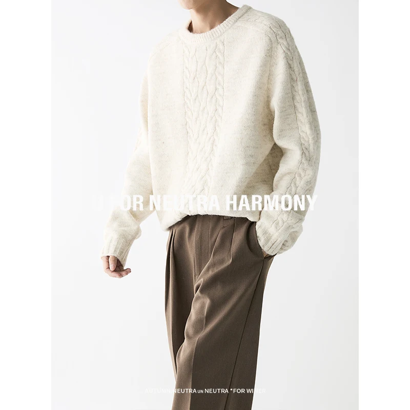 

LAPPSTER Korean Fashions Basic Sweater Casual Men's Knitted Sweater Jumpers Winter Fashion Warm Male Pullover Vintage Sweater