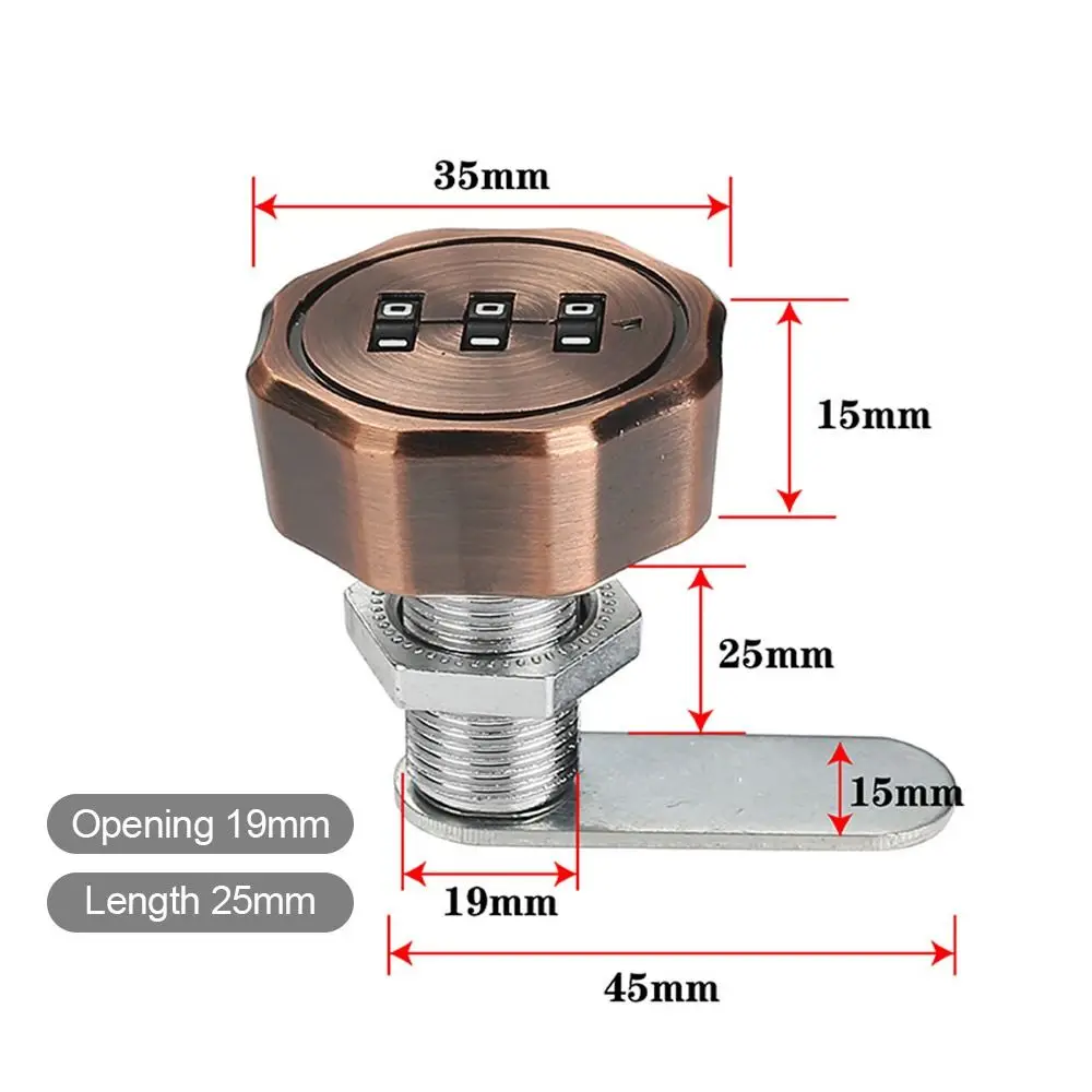 Security Zinc Alloy Cabinet Mailbox Combination Lock Cupboard Drawer 3 Digital Code Password Locker