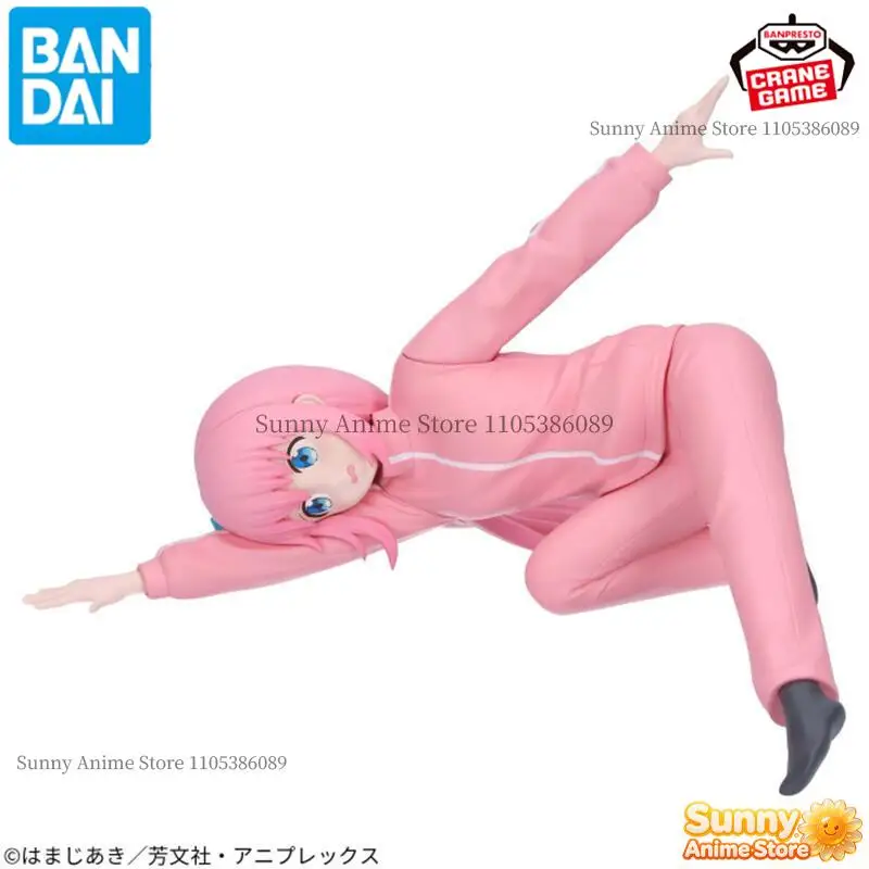 Bandai Original Banpresto Bocchi The Rock Hitori Gotoh Pink Tracksuit Lying Stretch Dynamic Action Figures Anime Cartoon Models