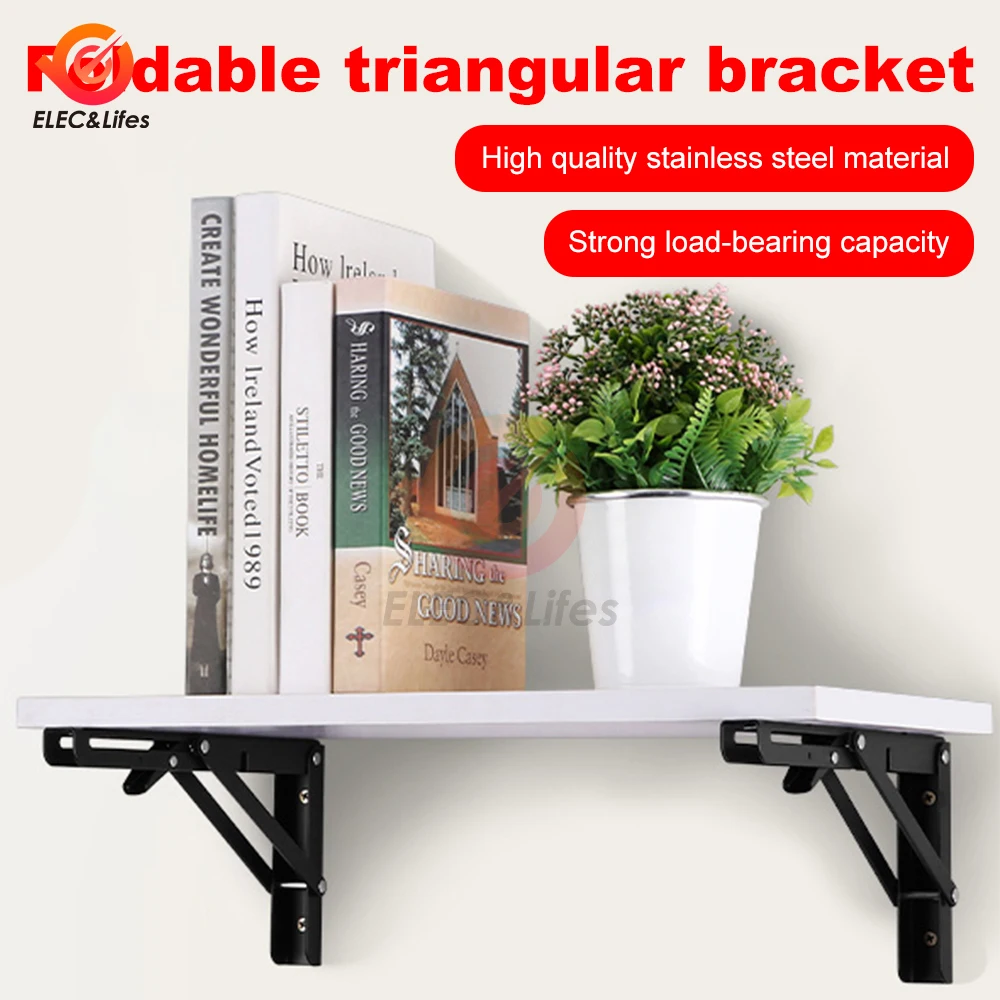 2 uds estantes de soporte estante de almacenamiento soporte de acero Triangular plegable soporte para colgar en la pared estante plegable soporte de montaje en ángulo