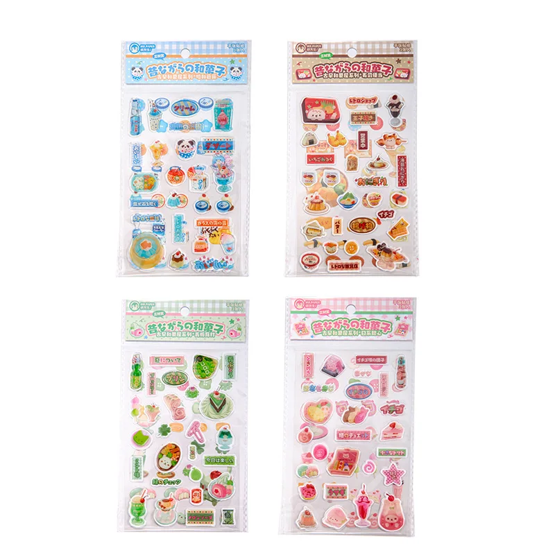 3 Sheets Retro Cute Japanese Dessert Sticker Journal Handbook Scrapbook DIY Phone Case Decoration Sticker Gift