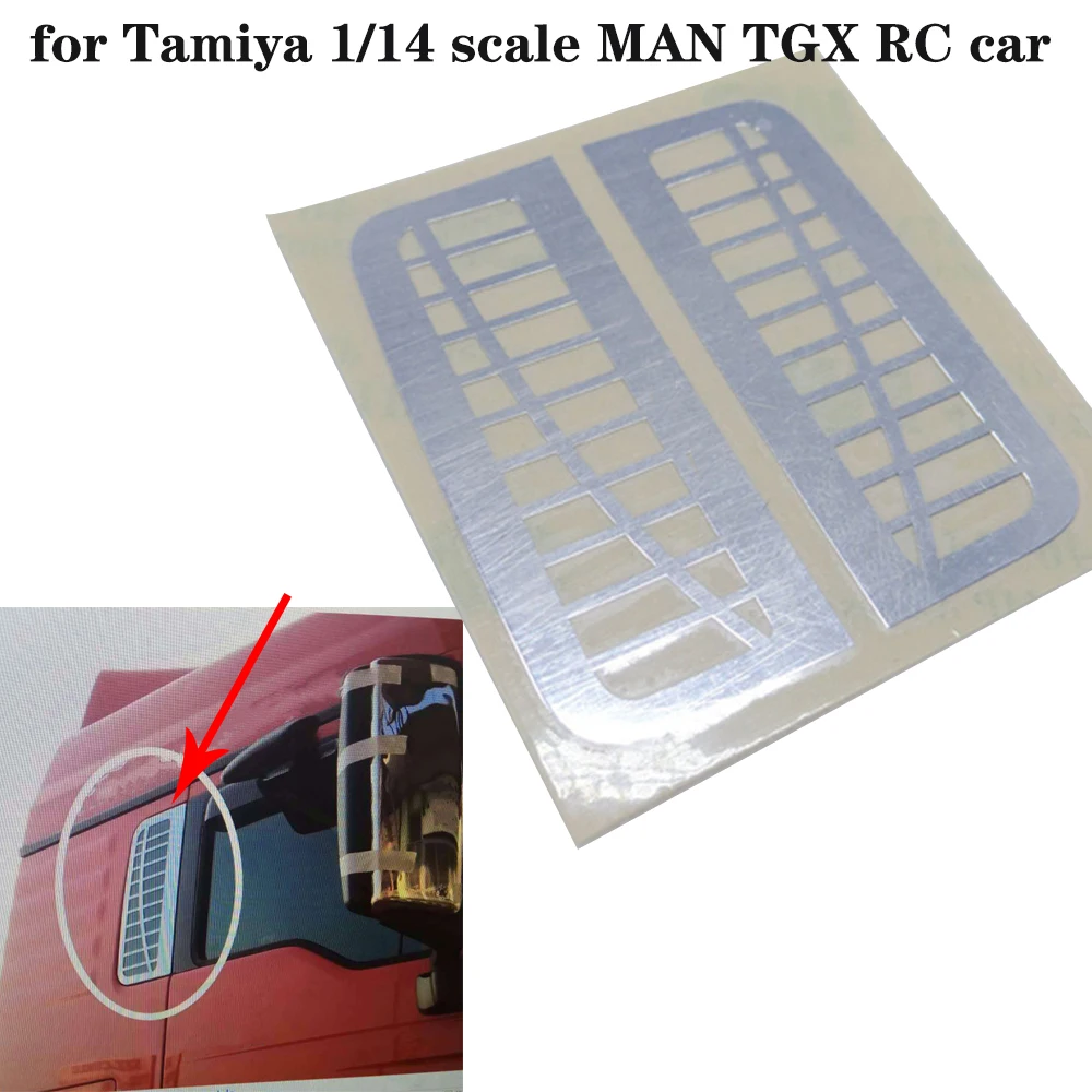 

For Tamiya 1/14 MAN TGX Simulation RC Car Metal Rear Window Grid Decorative Sticker Decal RC Car Toys Accessories Parts