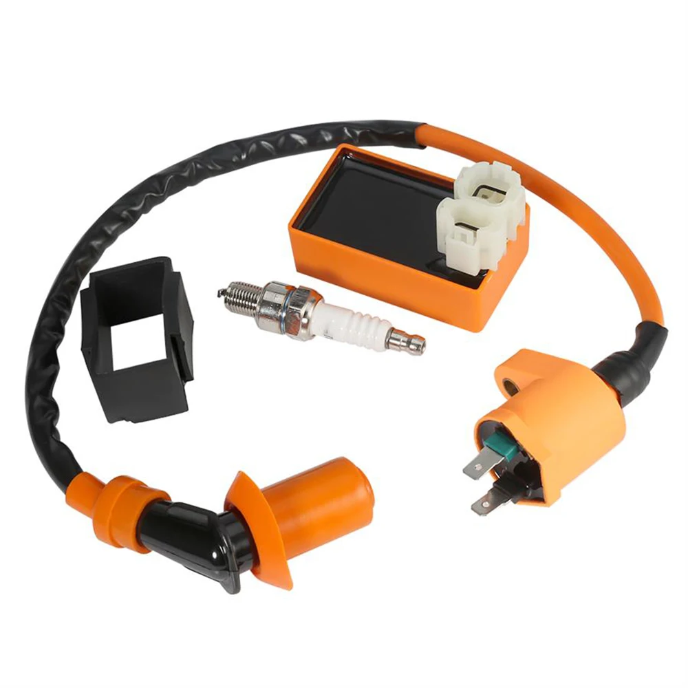 

Ignition Coil CDI Box With Electrode Spark Plug Kit With 6 Pins For GY6 50cc-150cc 139QMB 152QMI and 157QMJ Engines Scooters