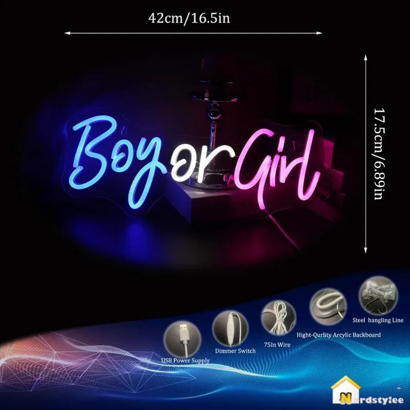 Nordstylee Led "ragazzo o ragazza" Gender Reveal decorazioni per feste lettere annuncio di gravidanza Party Shower Yard (blu-rosa)