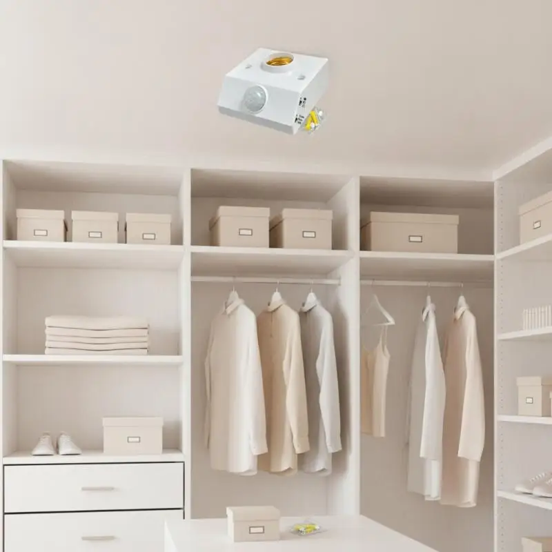 E27 Automatic Light Controlled Lamp Switch 85-265V White Shell Energy Saving for Home Outdoor Night Lighting