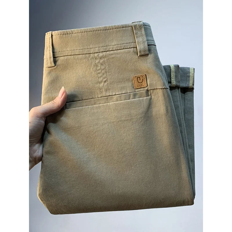 メンズストレートカジュアルパンツ、2025年秋の新トレンド、多用途で高級感のあるファッショナブルな通勤ビジネスパンツ
