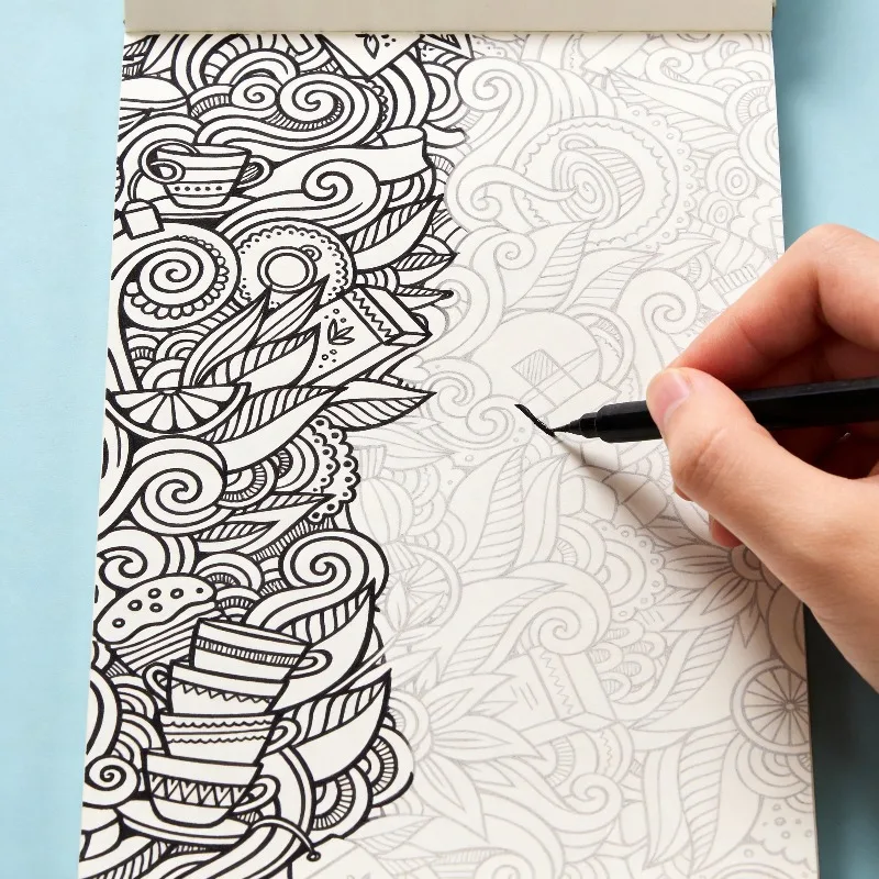 An Adult Meditation, Stress Relief Hand Drawn Graffiti Book, Multi Theme Include Mandala/scenery/flowers/healing Bird, 24 Pages