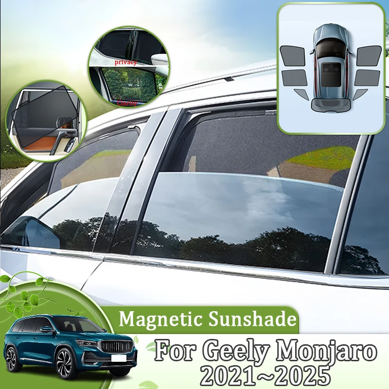 

Magnetic Car Sunshade For Geely Monjaro KX11 2021 2022 2023 2024 2025 Heat insulation Tool Shading Shade Curtain Car Accessories