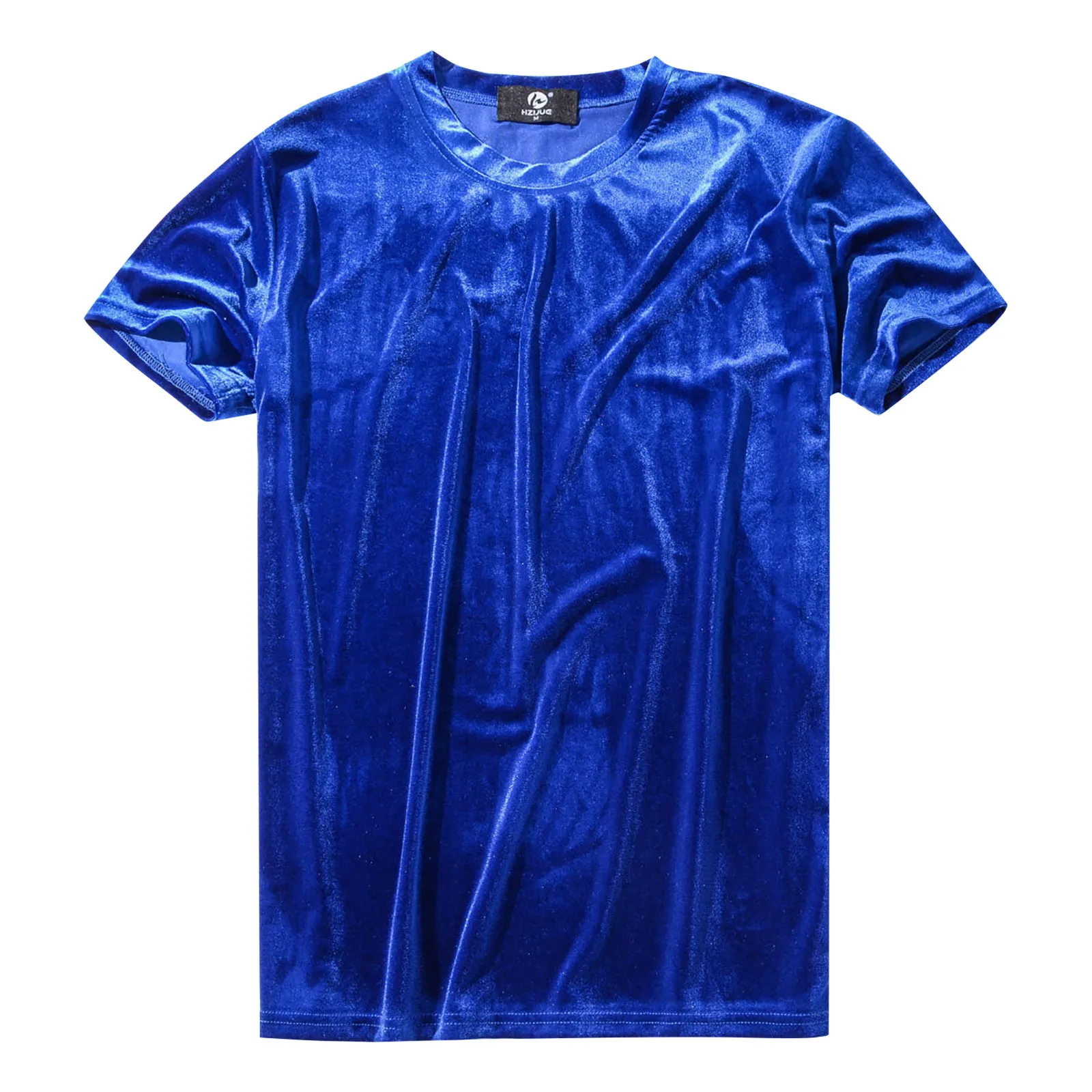 Mens Velvet Velour Fashion Hip Hop Slim Simple Short Sleeves T Shirts