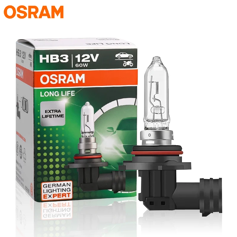 OSRAM 9005 HB3 12V 60W 3200K P20d Farol Halógeno para Carro, Luz de Neblina 3200K, Alta e Baixa Intensidade, ORIGINAL, Longa Duração para Lexus Honda