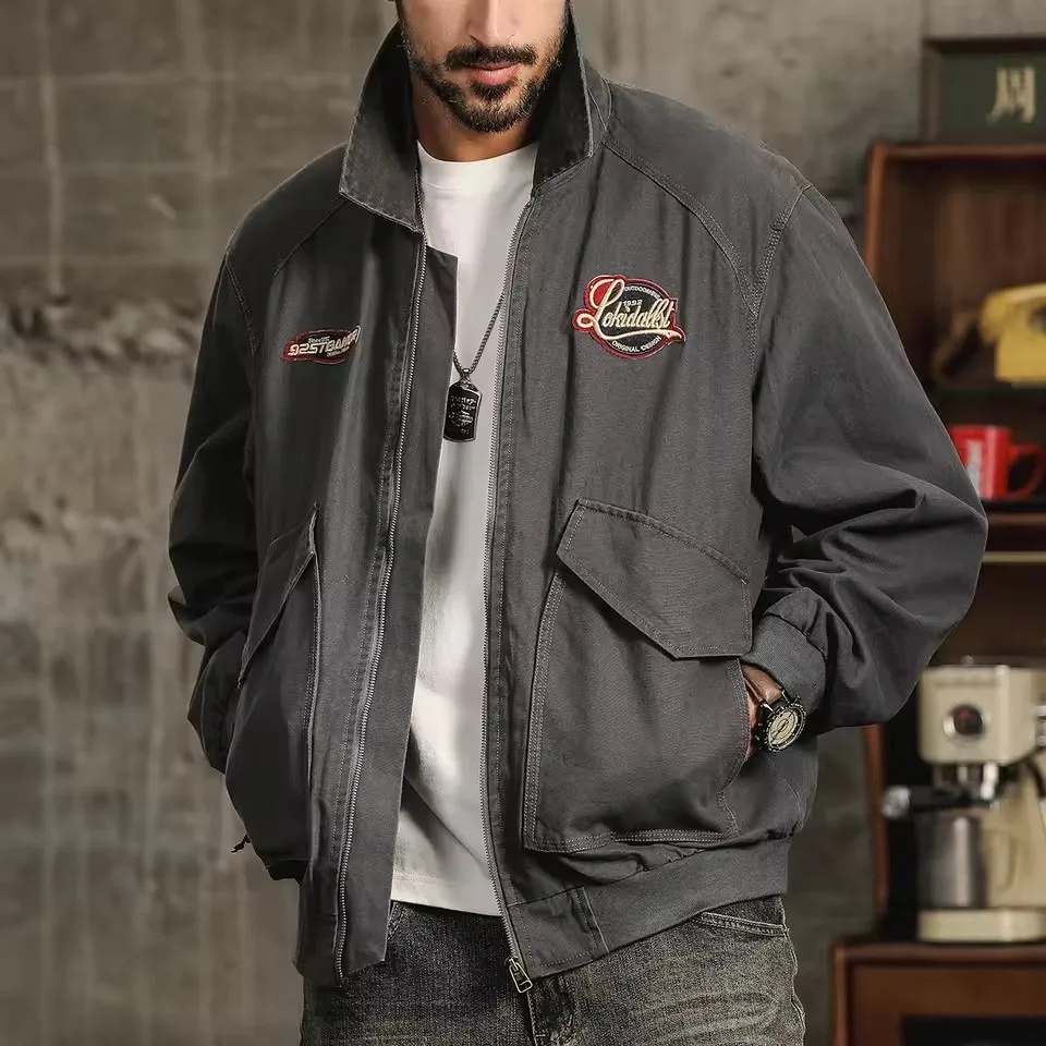 

Autumn Cargo Jacket Men Streetwear Fashion Loose Casual Plus Size Bomber Jacket Cityboy Motorcycle Coat Spring Outerwear