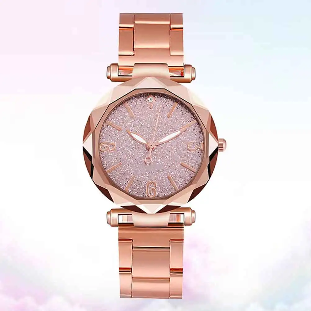 Quartz Watch Stainless Steel Pink Elegant Fashion Wrist Watch Silent Precise Moving Suitable for Any Occasion Wrist Decoration