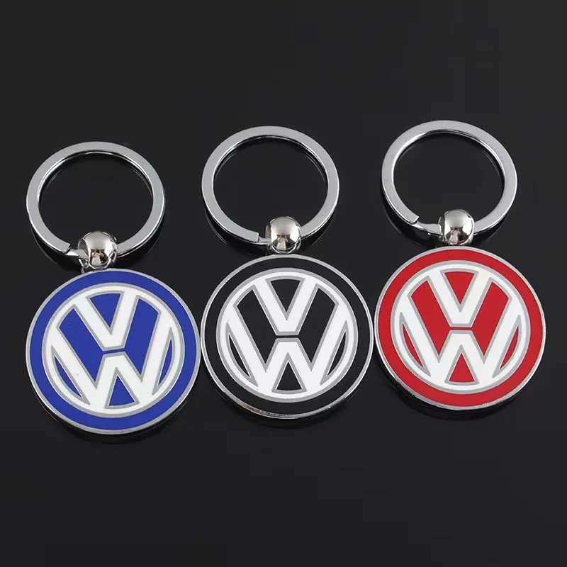 3D Metal/Leather Car Logo Key Chain Keyring Pendant Auto Accessorie For Volkswagen VW RLine R Golf Touran ID3 Tiguan Eos Caddy