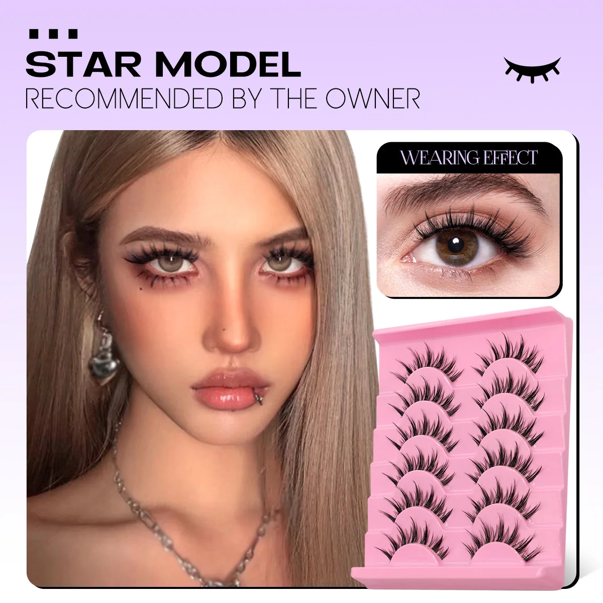 6 Pairs Fashion Stylish One Piece False Eyelashes Ultra Natural Realistic Dense Wispy Reusable Daily Cosmetic Eye Lashes