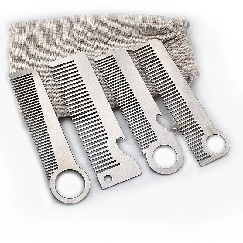 Stainless Steel Comb Beard Hair Styling Portable Mini Comb Durable With Bottle Opener Multi-Use Styling Hair Comb Travel Tool