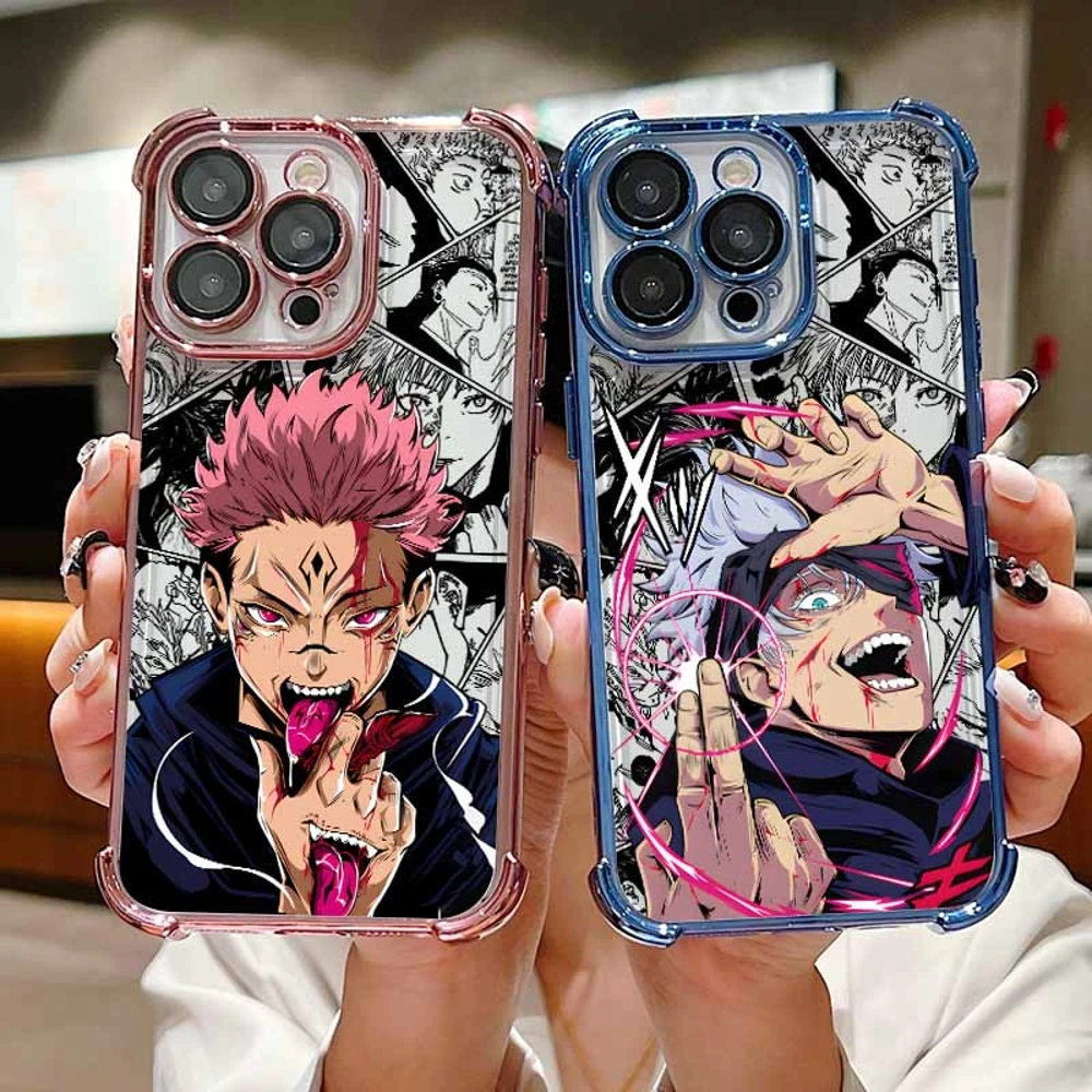 Plating Phone Case For Samsung S26 S25 S24 S23 S22 S21 S20 FE Note20 Edge Plus Ultra Jujutsu Kaisen Anti Fall Airbag