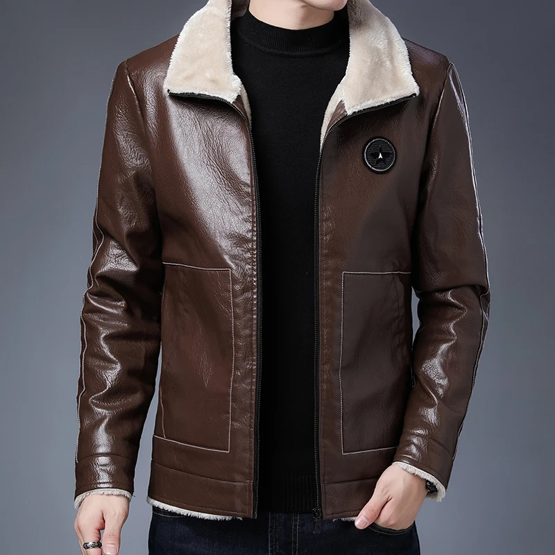 2023 Men Winter New Leather Jackets Autumn and Winter Fur Coat with Fleece Warm Fur Pu Jacket Biker Warm Leather CSL559 4XL