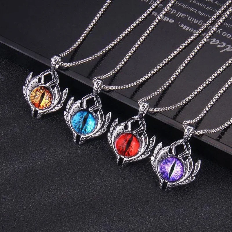 Halloween Flying Dragon Wolf Glowing in The Dark Sweater Chain Luminous Demon Eye Pendant Necklace Jewelry Accessories for Women