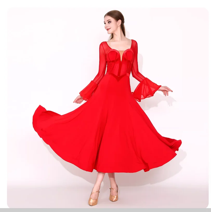 

Women's Elegant Geometric Patchwork Standard Dance Modern Dance Dress