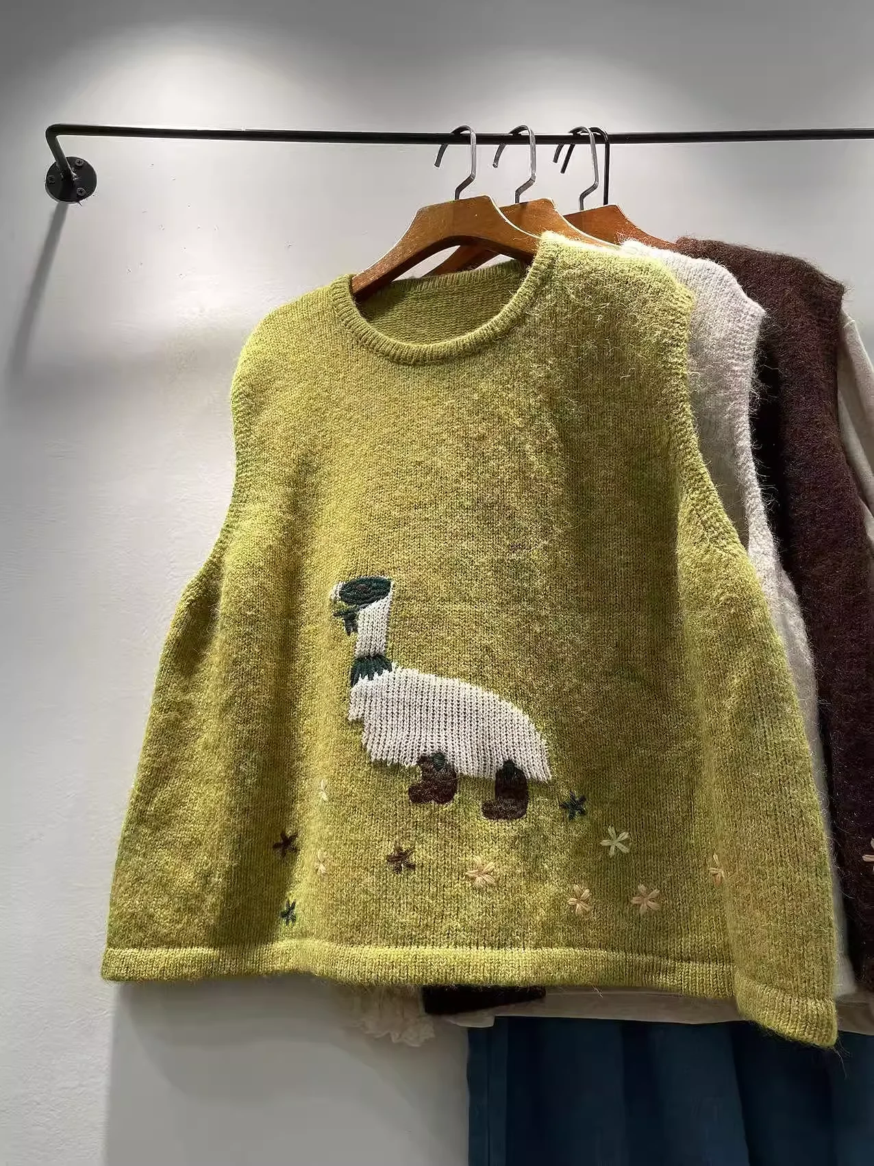 

Enianechu Mori Girl Autumn Kawaii Duck Embroider Sweaters & Jumpers Vest for Women Winter Knit Vest Cute Clothes