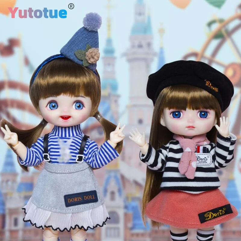 YUTOTUE 1/8 BJD Doll 22.5cm Girl Doll Full Set Outfits Wigs with 3 Pair Changeable Eyes Kids Toy DIY