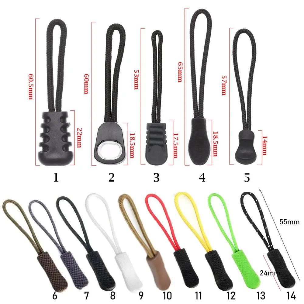 High quality Bags Clip Buckle Suitcase Tent Backpack Zipper Pull Cord Rope Pullers Ends Lock Zips Zip Puller Replacement
