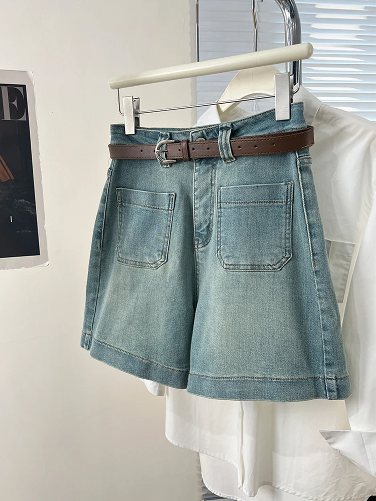 

Vintage Jeans Women Summer New High Waist Denim Shorts Korean Fashion Loose Wide Leg Short Pants Casual Straight Trouses