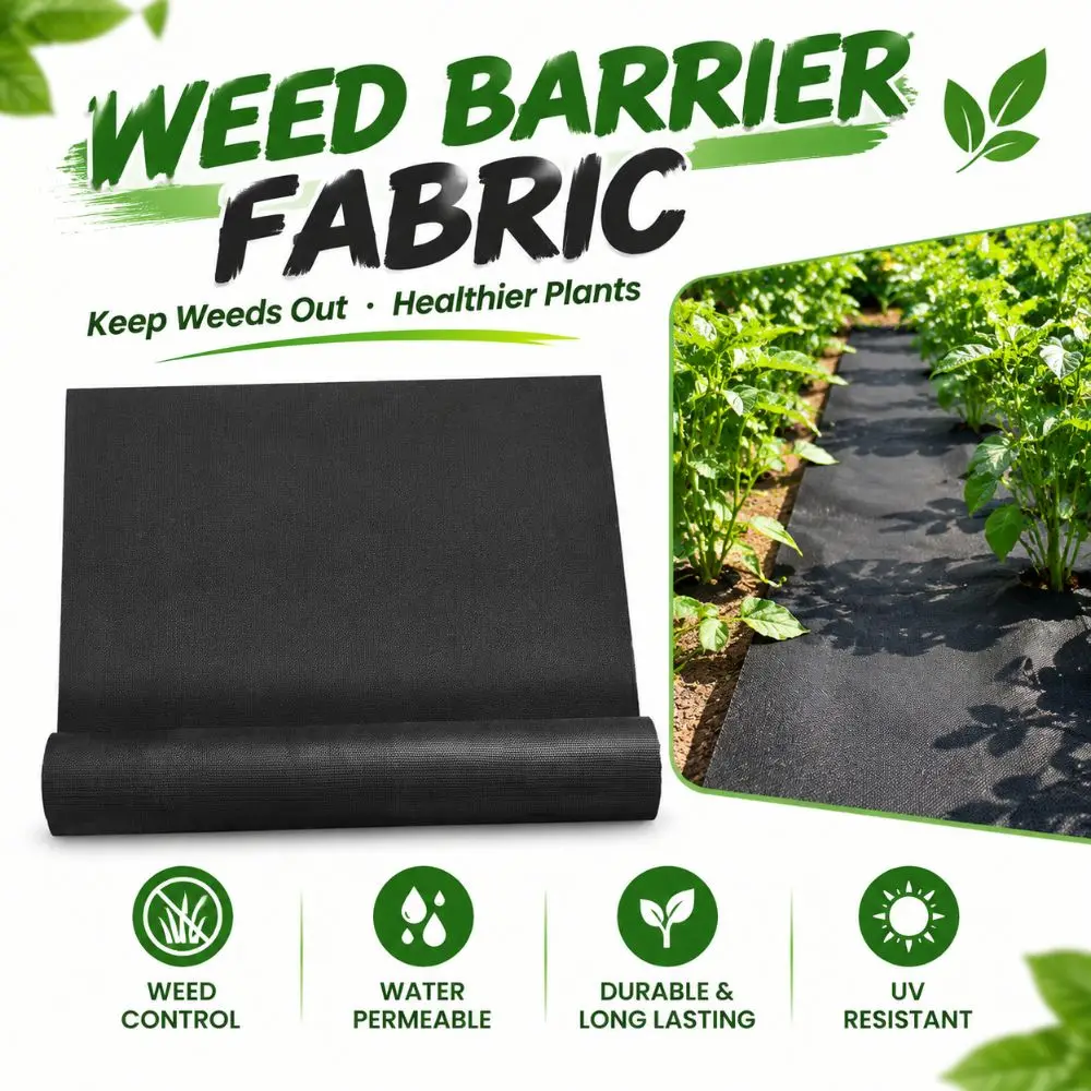 New Landscape Fabric Weed Barrier Fabric PP Woven Material Heavy Duty Garden Mulch Fabric Black Weed Control Membrane Farm