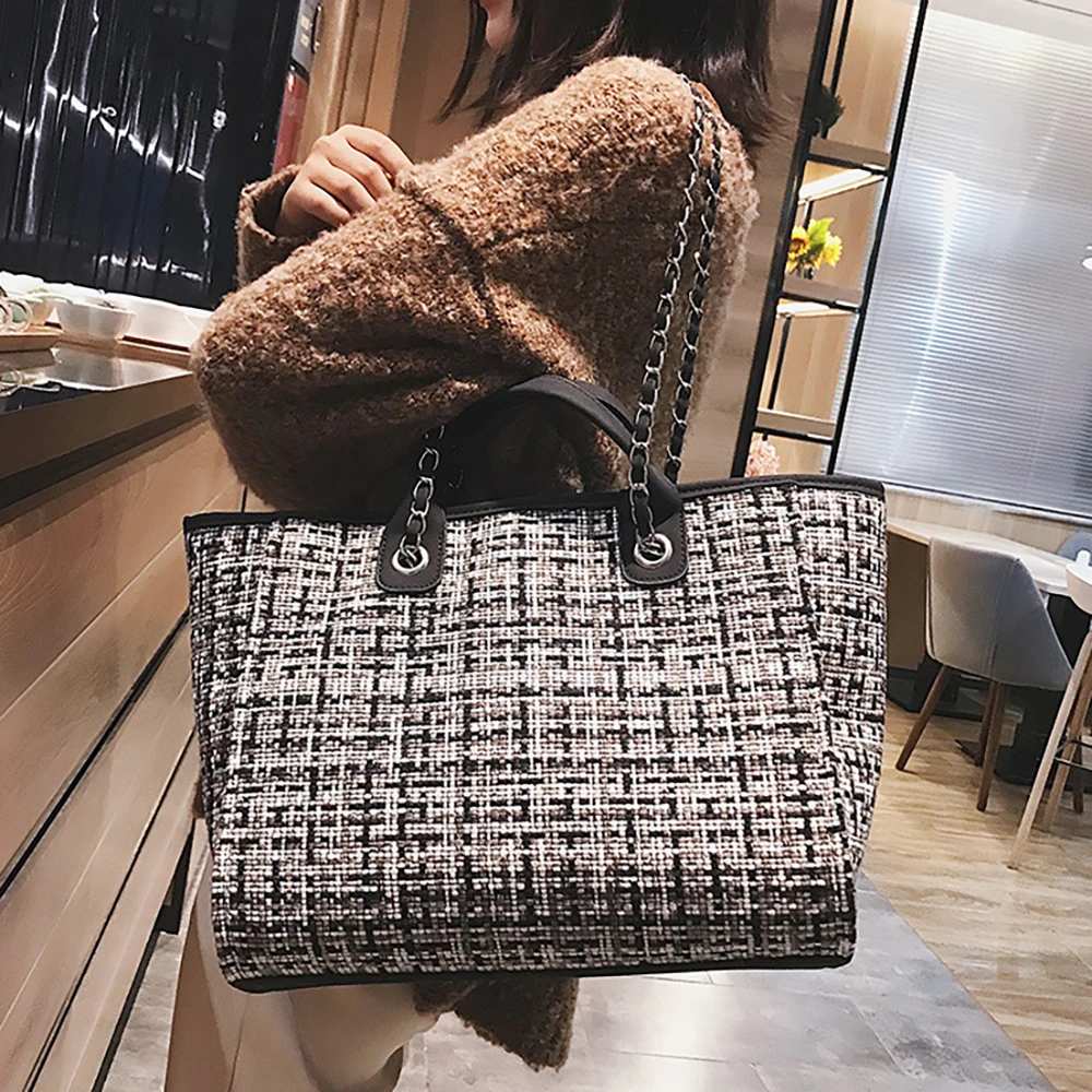 Summer Large Capacity Women Chain Bag Handbags For Female Fashion Shoulder Beach Luxury Designer Tote Ladies Hand Bags Canvas