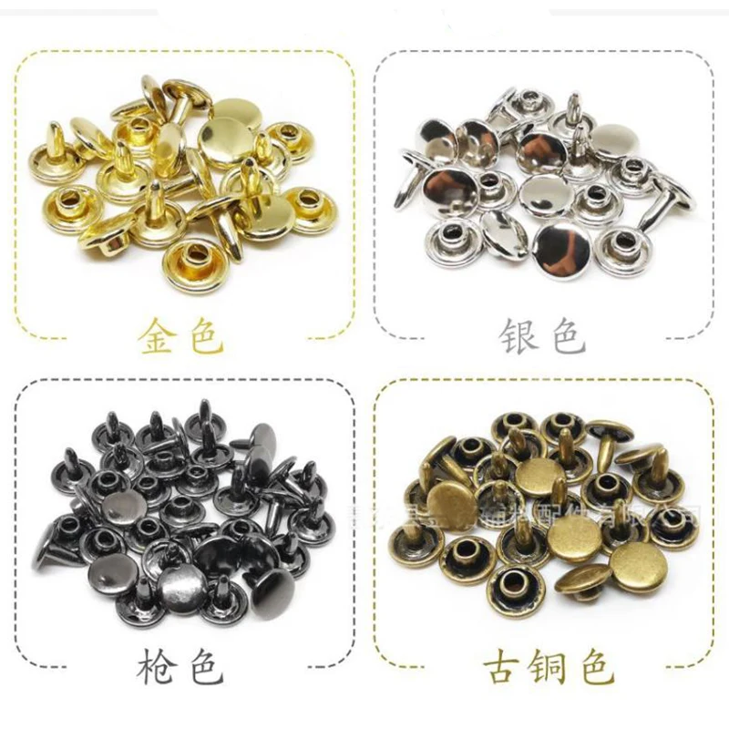 6mm 7mm 8mm 9mm 10mm 12mm Double Cap Rivet Studs Metal Round Nailhead Spike for Repair Belt Shoes Bag Clothing Leathercraft DIY