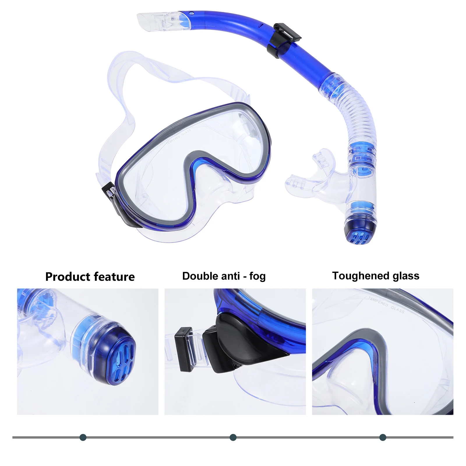 

1Set Snorkeling Mask Set Snorkel Ergonomic Design Wide View Tempered Glass Diving Gear Adults Snorkeling Equipment