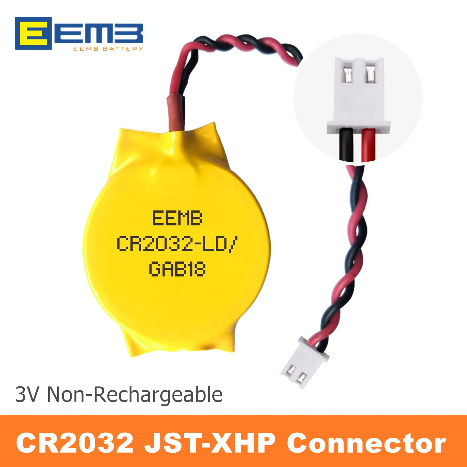 EEMB 20Pcs CR2032 3V Lithium Coin Battery With Wire Leads Non‑Rechargeable Button Cell for PCB Board Smart Device Remote Control