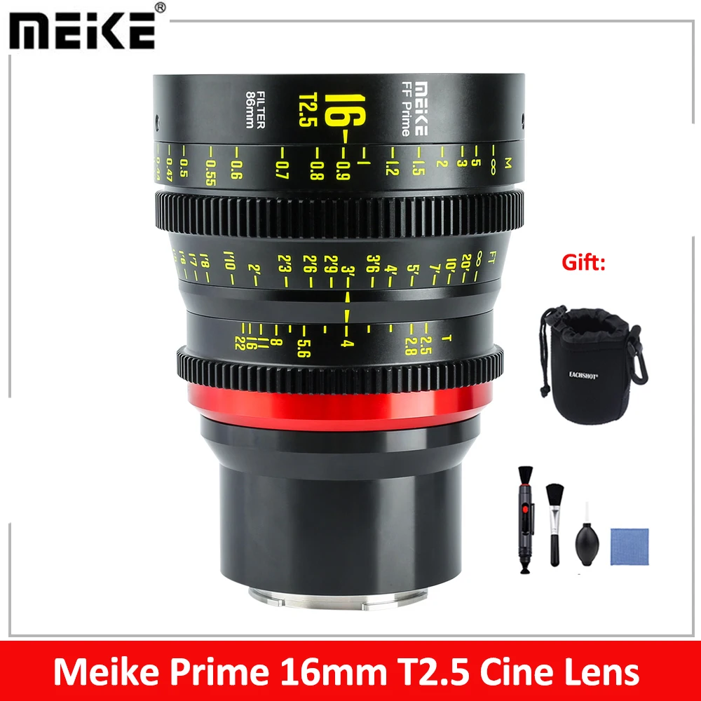 Meike 16mm T2.5 Cine Lens Prime for Full Frame Cinema Camera Systems,such as Canon C700 C500II,Sony VENICE,Sony FX3 FX6,FX9