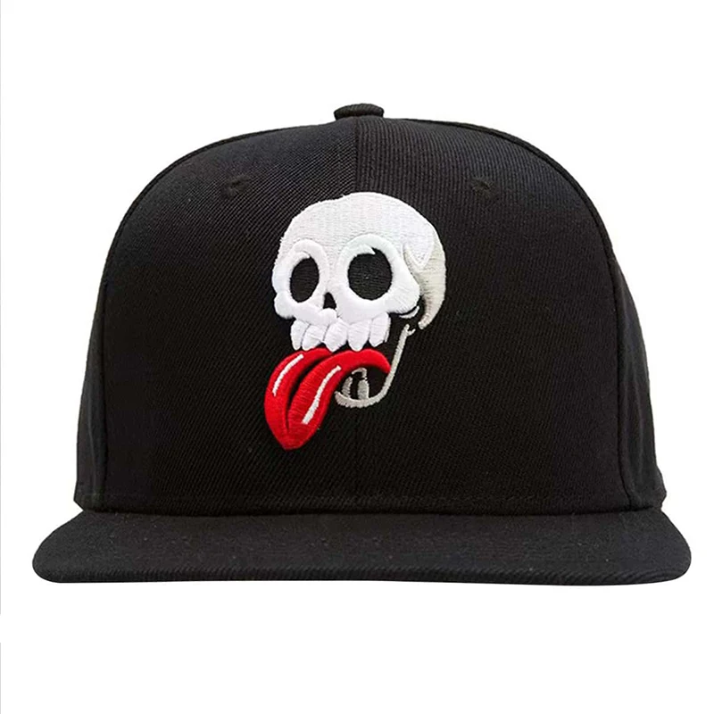 1 pezzo Unisex teschio lingua ricamo cappelli Hip-hop primavera e autunno cappellini da Baseball Casual regolabili all'aperto cappello con protezione solare