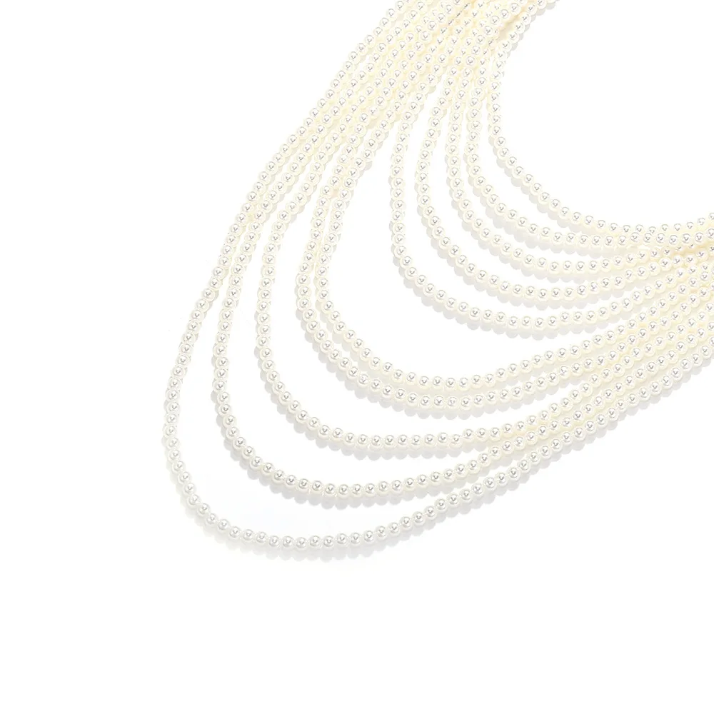 Vintage Multilayer Waterfall Shaped ZAA Imitation Pearl Necklace for Women  Fashion White Pearls Chain Choker Necklace Jewelry