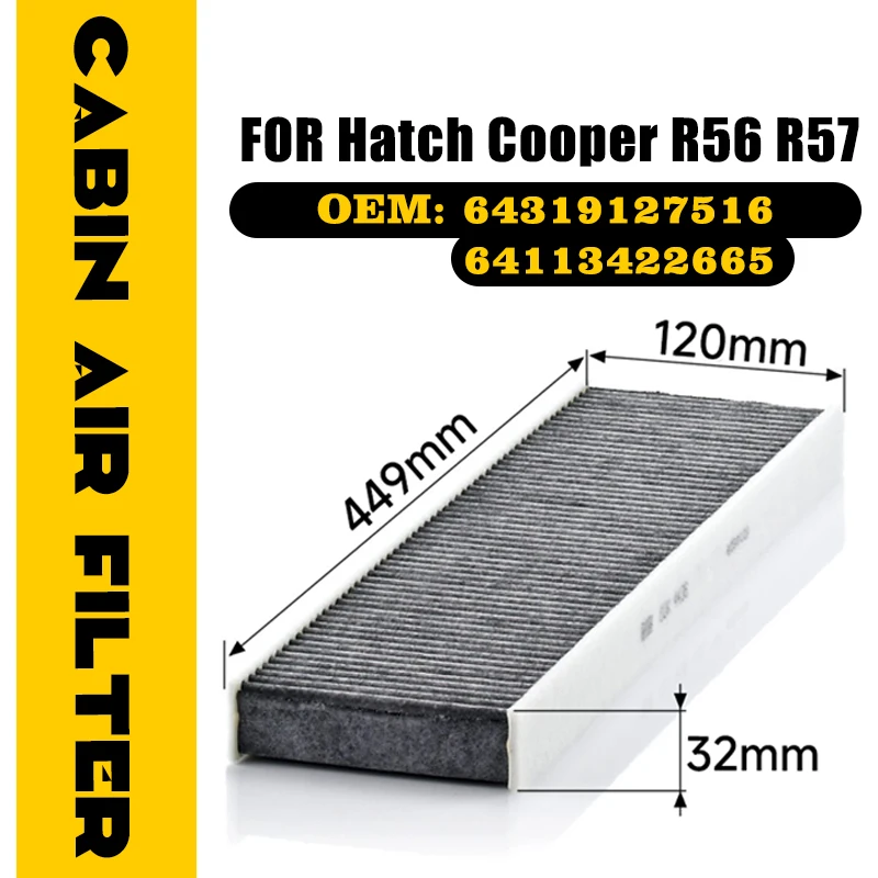 

Carbon Air Filters For Mini Hatch Cooper R56 R57 MK2 2007~2013 2012 Air Conditioner Filter Effectively Car Accessories 643191275