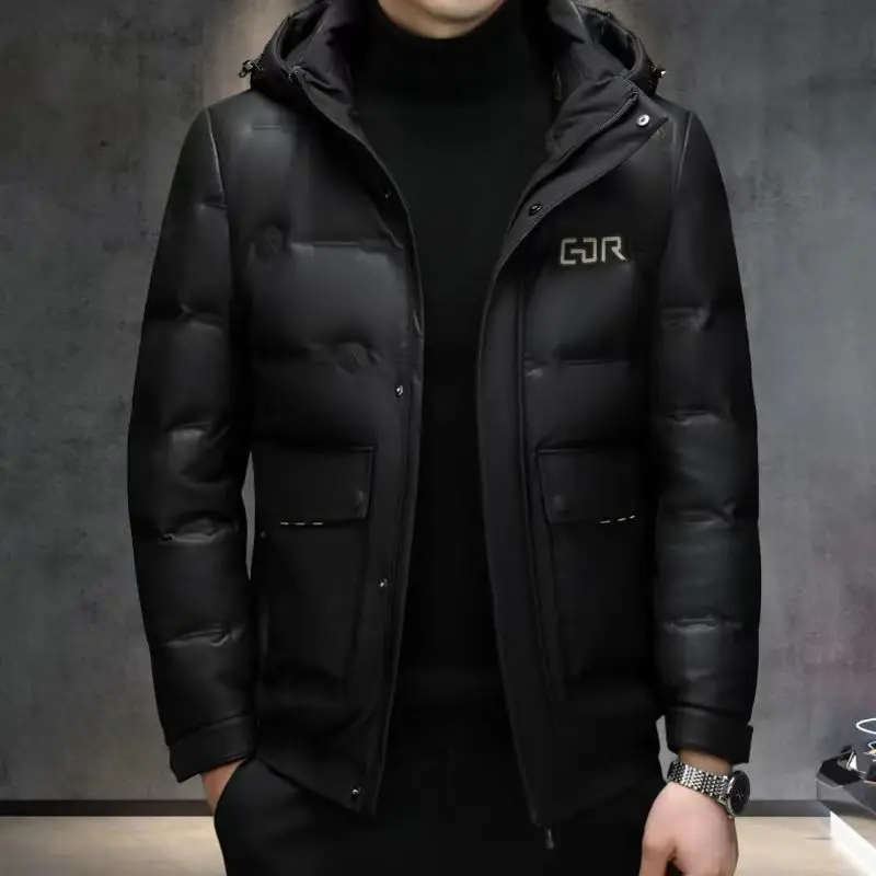 Winter Sheepskin Down Coat Man Luxury High Quality Short Genuine Leather Down Jacket For Men Enlarged Thicken Puffer Jacket Men