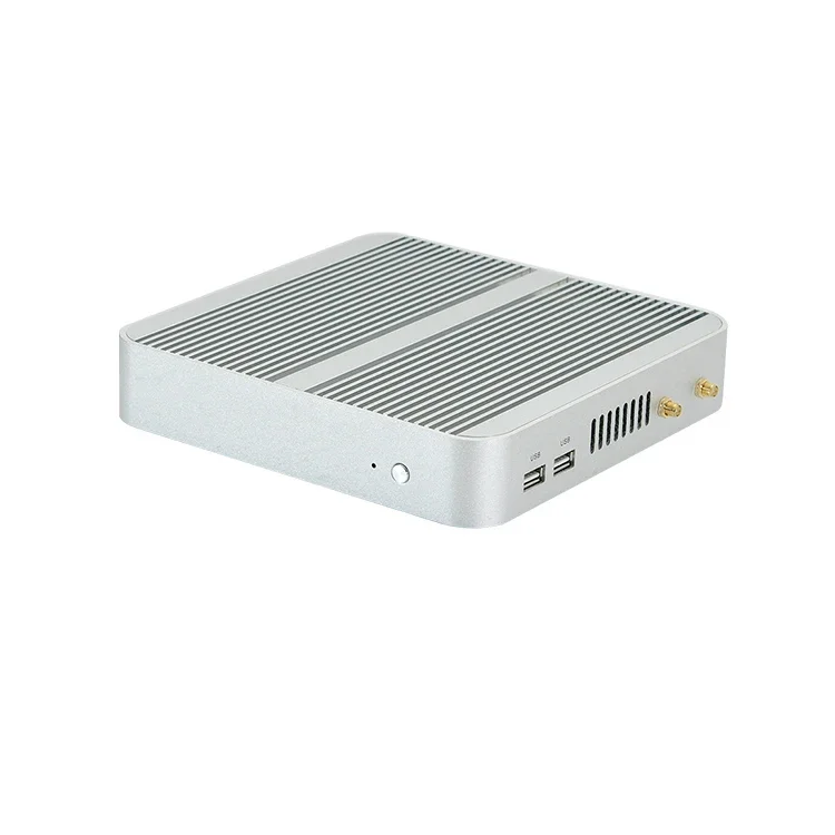 OEM Low Power 12V Aluminum Case Fanless Mini PC Core I3 4005U Win10 USB Small Desktop Computer Host Barebone For Digital Signage