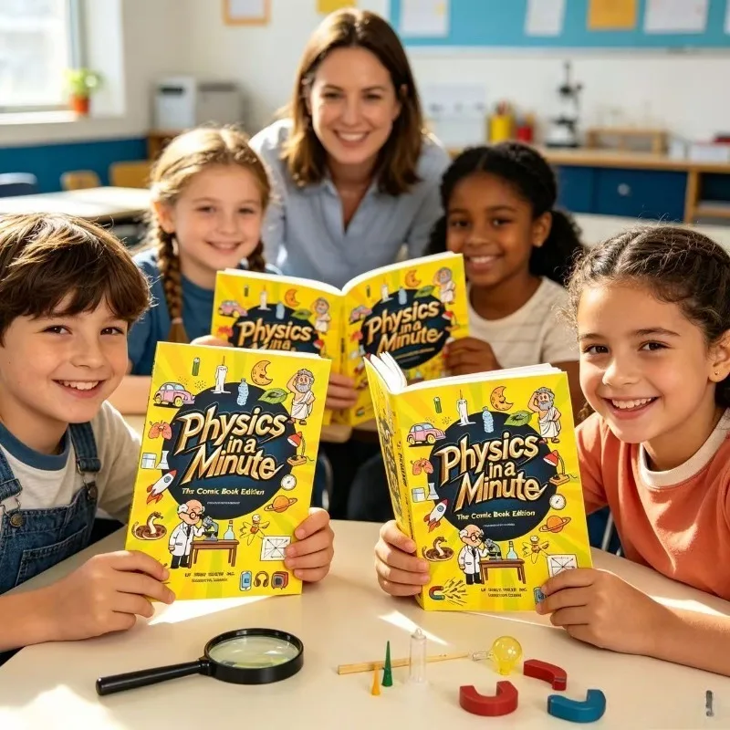 Physics in A Minute: The Comic Book Edition – Fun STEM Science Book for Kids 6-12 | Learn Space, Nature & Physics with Comics