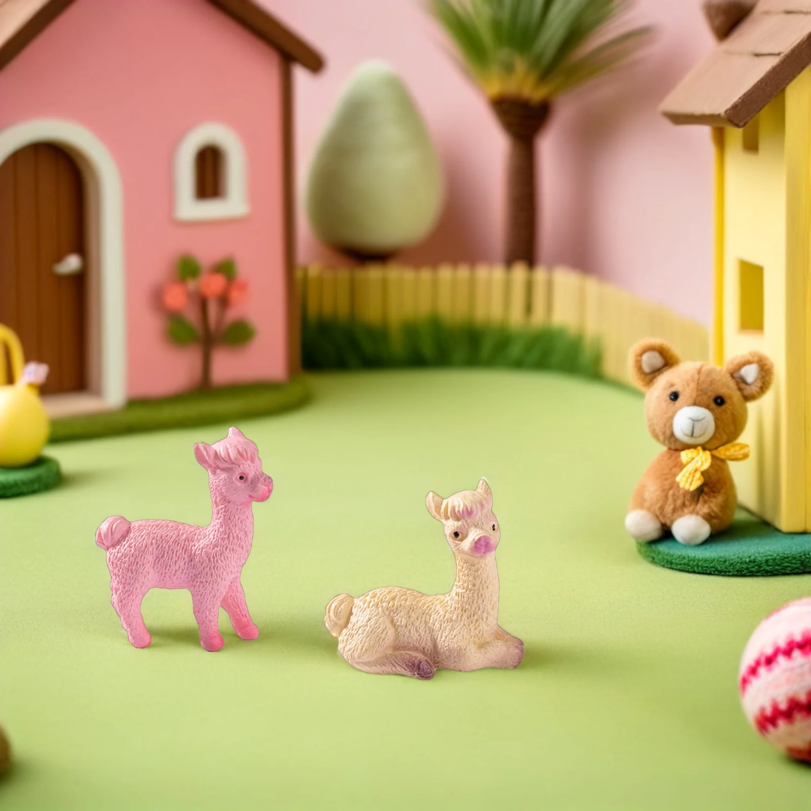 Animal Miniature en résine d'alpaga, 20 pièces, pour jardin féerique, maison de poupée, plantes en pot, décor d'étagère de bureau, ornement de Simulation d'alpaga